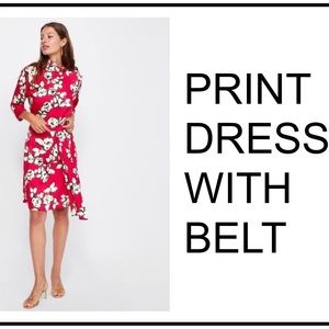 Zara Floral Print Dress with Belt